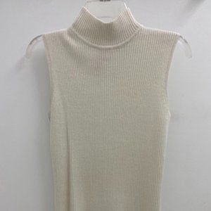 Dana Buchman Cream Sleeveless Turtleneck Size S Sweater